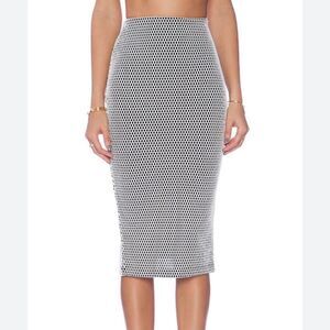 SeductionBlack and White Ribbed Midi Pencil Skirt for Work